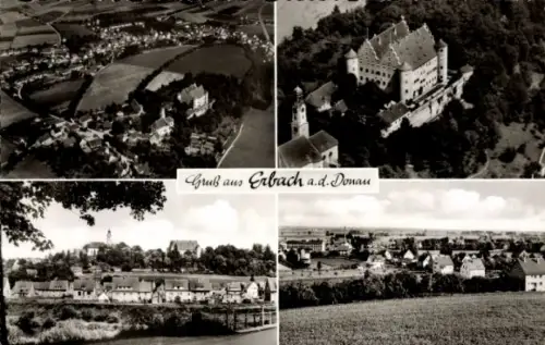 Ak Erbach an der Donau Württemberg, Luftaufnahme