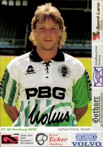 Autogrammkarte Fußballer Gerhard Kohns, FC 08 Homburg, Autogramm