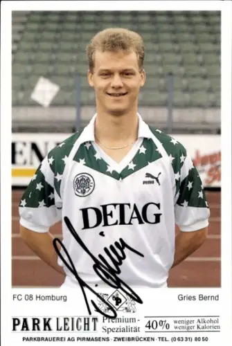 Autogrammkarte Fußballer Bernd Gries, FC 08 Homburg, Autogramm