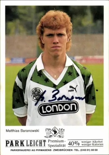 Autogrammkarte Fußballer Matthias Baranowski, FC 08 Homburg, Autogramm