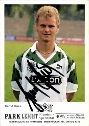 Autogrammkarte Fußballer Bernd Gries, FC 08 Homburg, Autogramm
