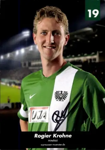 Autogrammkarte Fußballer Rogier Krohne, Preußen Münster, Autogramm