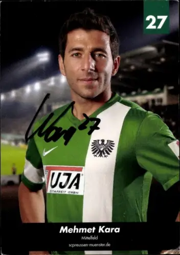 Autogrammkarte Fußballer Mehmet Kara, Preußen Münster, Autogramm