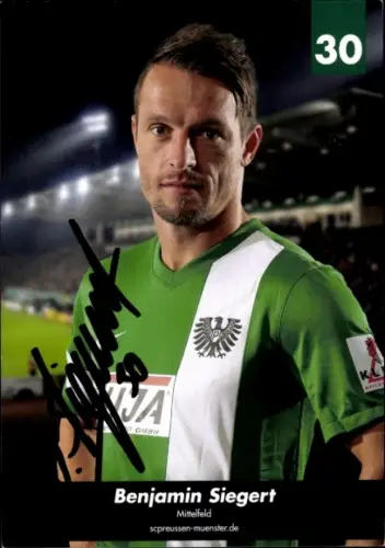 Autogrammkarte Fußballer Benjamin Siegert, Preußen Münster, Autogramm