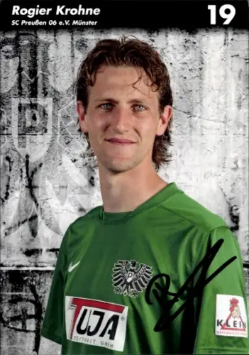 Autogrammkarte Fußballer Rogier Krohne, Preußen Münster, Autogramm