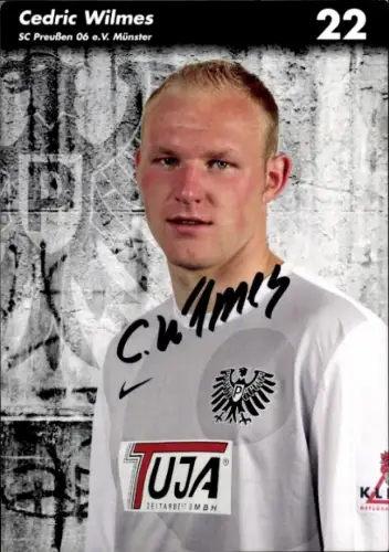 Autogrammkarte Fußballer Cedric Wilmes, Preußen Münster, Autogramm