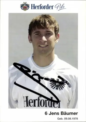 Autogrammkarte Fußballer Jens Bäumer, Preußen Münster, Autogramm