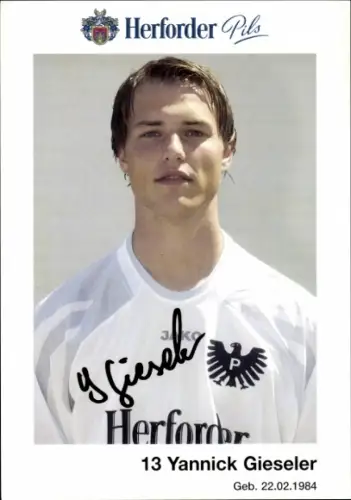 Autogrammkarte Fußballer Yannick Gieseler, Preußen Münster, Autogramm