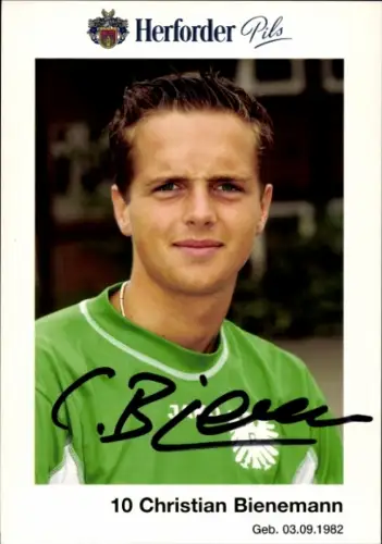 Autogrammkarte Fußballer Christian Bienemann, Preußen Münster, Autogramm