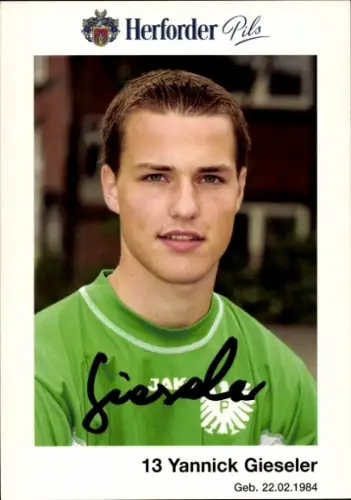 Autogrammkarte Fußballer Yannick Gieseler, Preußen Münster, Autogramm
