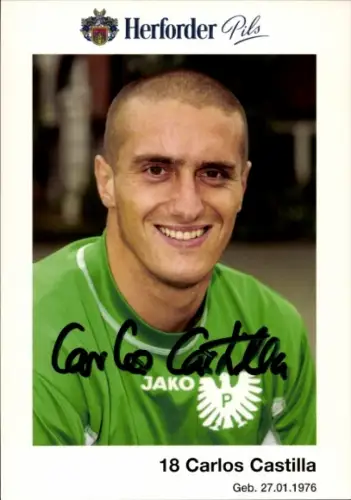 Autogrammkarte Fußballer Carlos Castilla, Preußen Münster, Autogramm