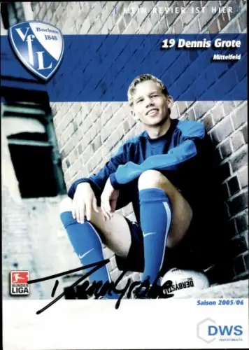 Autogrammkarte Fußballer Dennis Grote, VfL Bochum, Autogramm