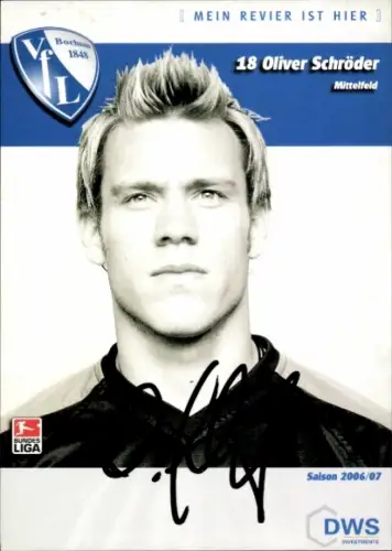 Autogrammkarte Fußballer Oliver Schröder, VfL Bochum, Autogramm