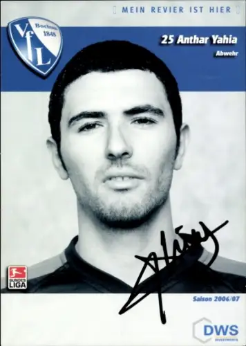 Autogrammkarte Fußballer Anthar Yahia, VfL Bochum, Autogramm