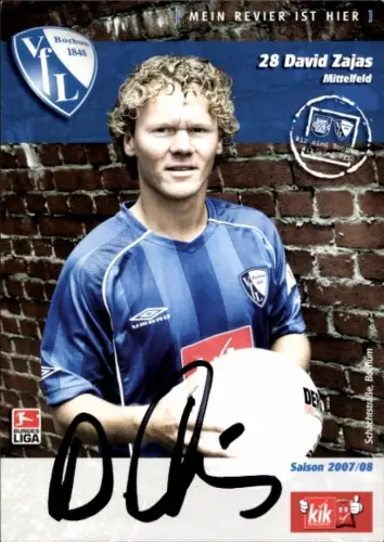 Autogrammkarte Fußballer David Zajas, VfL Bochum, Autogramm