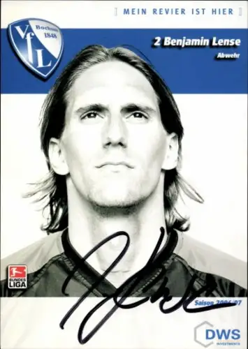 Autogrammkarte Fußballer Benjamin Lense, VfL Bochum, Autogramm
