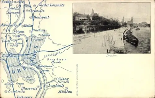 Landkarten Ak Dresden Altstadt, Belvedere, Brühlsche Terrasse