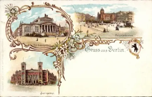 Litho Berlin Mitte, Justizpalast, Polizeipräsidium, Schauspielhaus