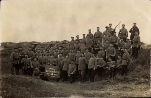 Foto Ak  Nordseebad Wangerooge, Deutsche Soldaten in Uniform, Wache Grimmshörn 1914-1915