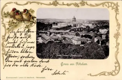 Passepartout Ak Potsdam, Panorama vom Brauhausberg aus