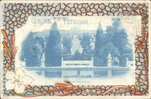 Passepartout Ak Potsdam, Schloss Sanssouci