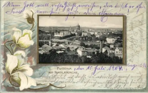 Präge Passepartout Ak Potsdam, Panorama, Nikolaikirche