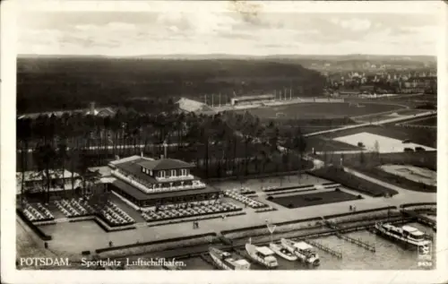 Ak Potsdam, Sportplatz Luftschiffhafen, Fliegeraufnahme