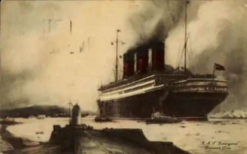 Ak Cunard Line, RMS Berengaria, Dampfschiff im Hafen