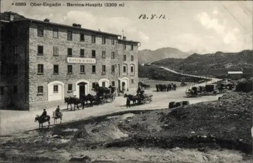 Ak Poschiavo Kanton Graubünden, Bernina Hospiz, Kutschen, Engadin
