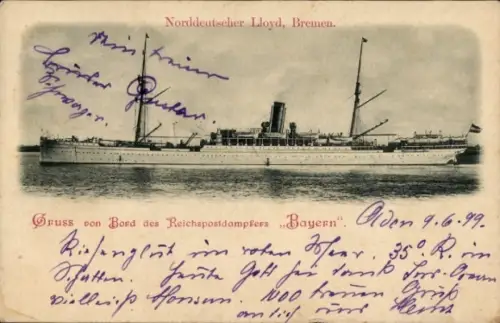 Ak Reichspostdampfer Bayer, Norddeutscher Lloyd Bremen
