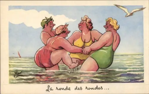 Künstler Ak Sager, Xavier, La ronde des rondes, Humor