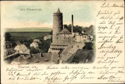 Ak Bautzen in der Oberlausitz, Alte Wasserkunst, s Gebäude, Türme, oft besuchte Stadt