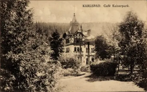 Ak Karlovy Vary Karlsbad Stadt, Café Kaiserpark