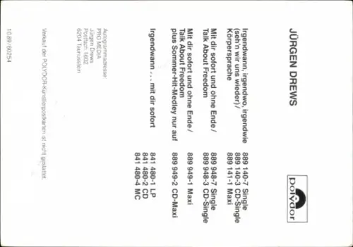 Autogrammkarte Sänger Jürgen Drews, Portrait, Autogramm