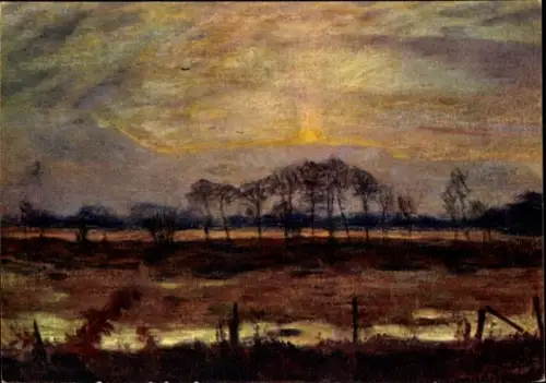 Künstler Ak Modersohn, Professor Otto, Sonnenuntergang über dem Moor