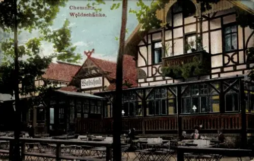 Ak Chemnitz Sachsen, Terrassenpartie an der Waldschänke