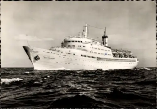 Ak FDGB Urlauberschiff TMS Fritz Heckert