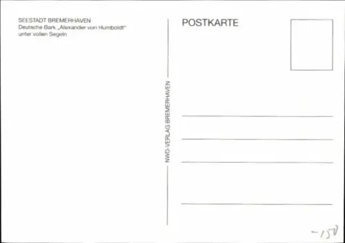 Ak Deutsche Bark Alexander von Humboldt, Segelschulschiff