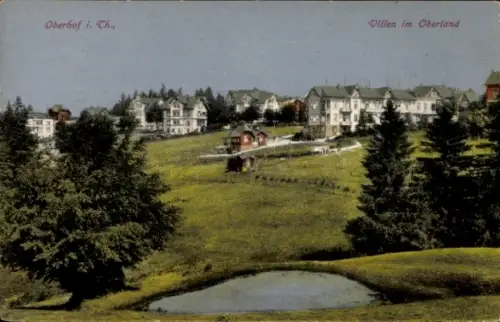 Ak Oberhof im Thüringer Wald, Villen im Oberland, Hügel, Bäume, Gewässer, Architektur