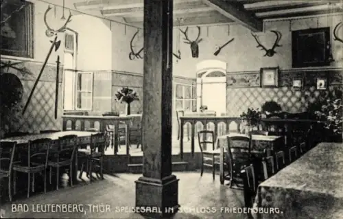 Ak Bad Leutenberg Thüringen, Speisessal im Schloss Friedensburg, Hirschgeweihe