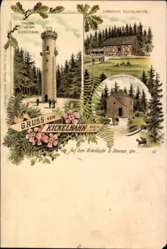 Litho Ilmenau in Thüringen, Kickelhahn, Turm