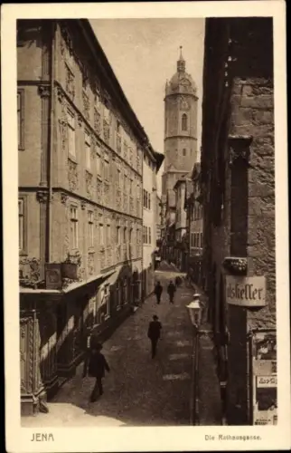 Ak Jena in Thüringen,  Rathausgasse, alte Architektur, belebte Straße,  Ansicht