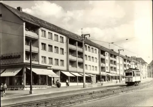 Ak Nordhausen am Harz, Rautenstraße, Straßenbahn in Fahrt
