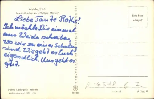 Ak Weida in Thüringen, Jugendherberge Philipp Müller