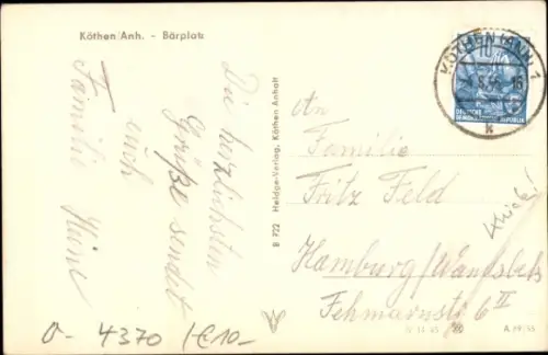 Ak Köthen in Anhalt, Bärplatz,  Gebäude, Menschen, Straßenansicht