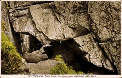 Ak Echternach Luxemburg, Müllertal, Adler-Horst, Felsen