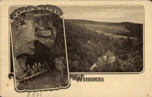 Jugendstil Ak Wimsen Hayingen auf der Schwäbischen Alb, Friedrichshöhle, Eingang, Panorama