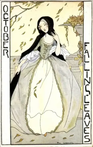 Künstler Ak Cramer, Rie, Oktober, Allegorie, Bunte Laubblätter, Junge Frau