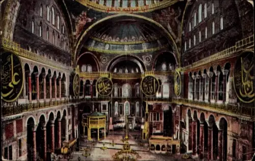 Ak Konstantinopel Istanbul Türkei, Interieur de la Mosquee Ste Sophie