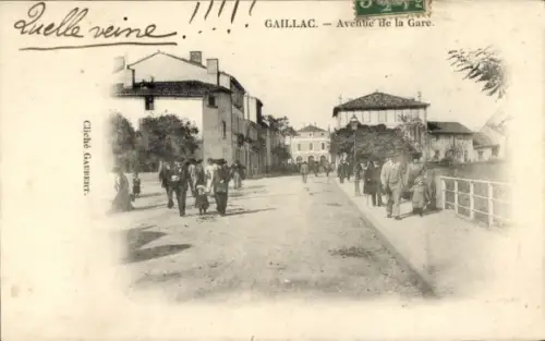 Ak Gaillac Tarn, Avenue de la Gare, Straßenpartie